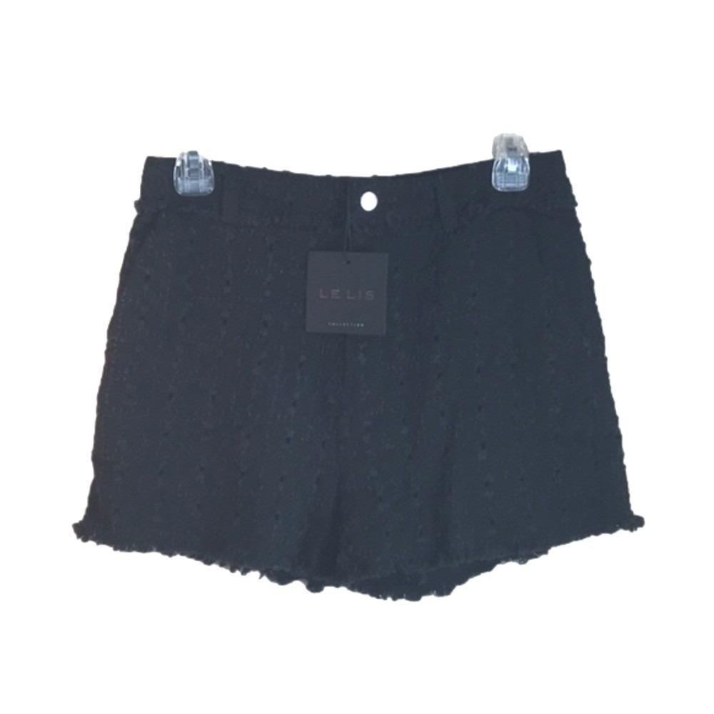 NEW Le Lis Collection Small Black Raw Edge Eyelet High Waist Shorts Whimsigoth